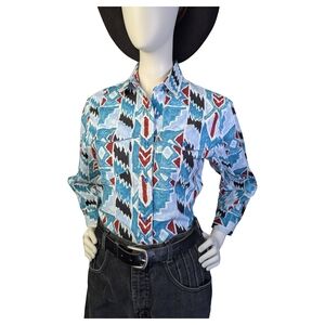 Vintage Roper Southwestern Print Western Button Up Cowgirl Shirt | Size Small